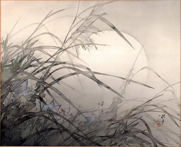 Matsubayashi Keigetsu, Painting of Autumn moon and grasses
