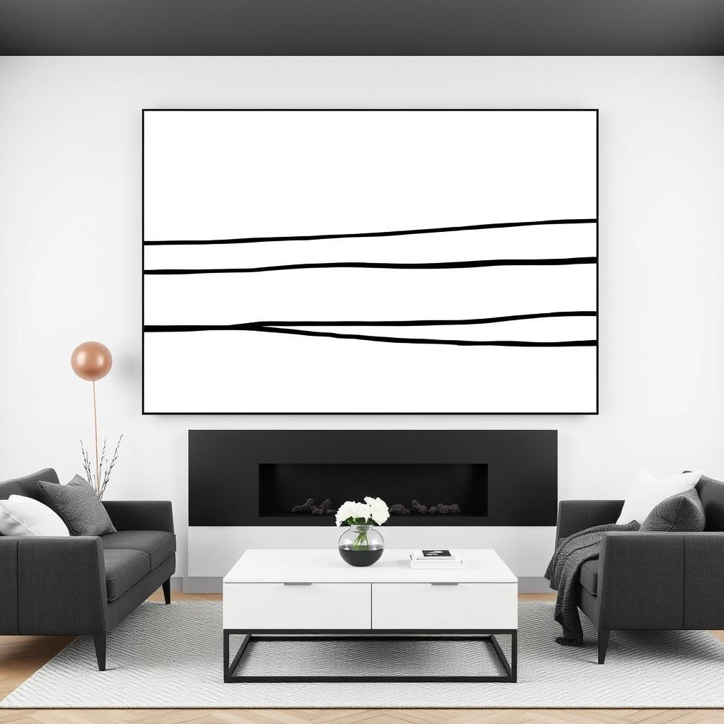 Minimalist large wall art with simple lines