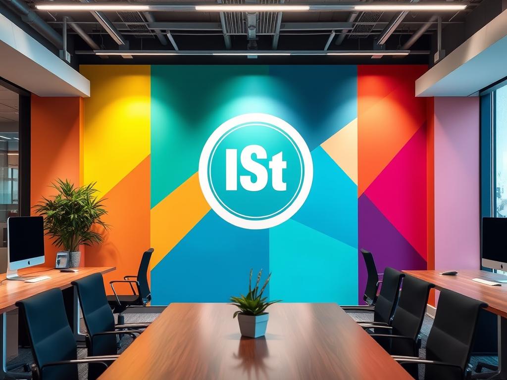 Office space featuring custom large wall art