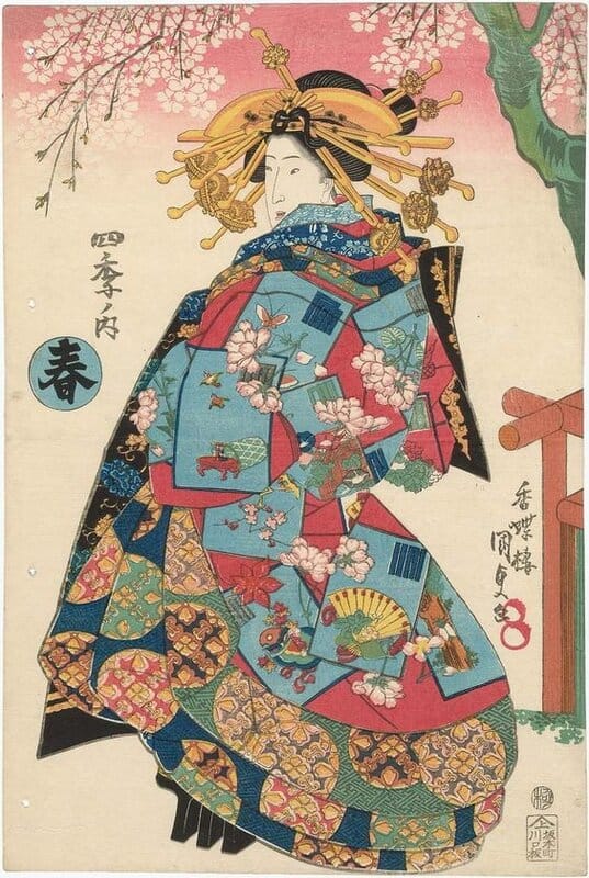 Utagawa Kunisada, Spring, from the serie four seasons