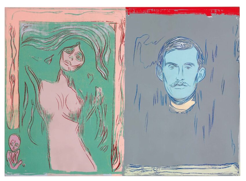 Andy Warhol Self-portrait With Skeleton Arm And Madonna After Edvard Munch