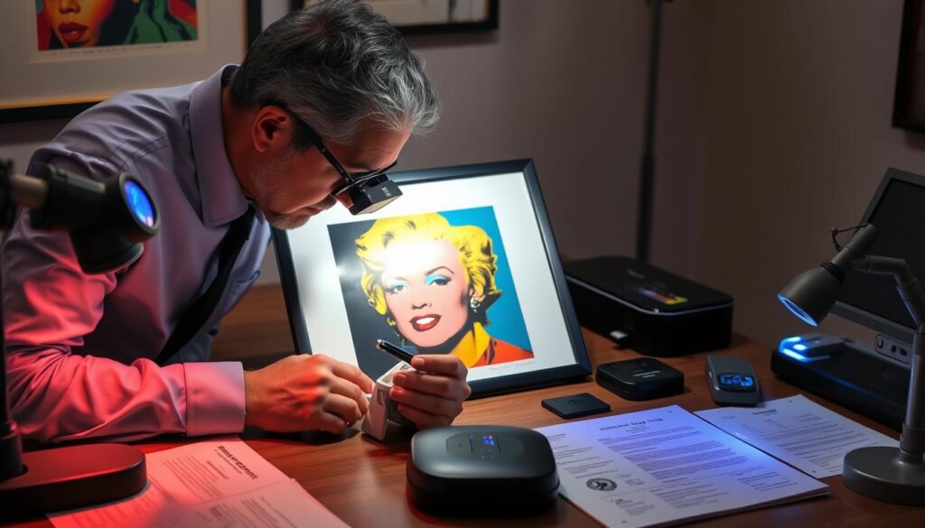 Authentication process for Andy Warhol prints at Poppins Shop