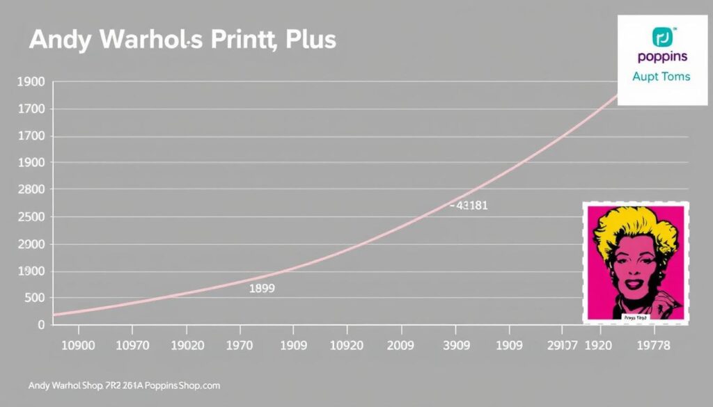 Graph showing value appreciation of Andy Warhol prints over time