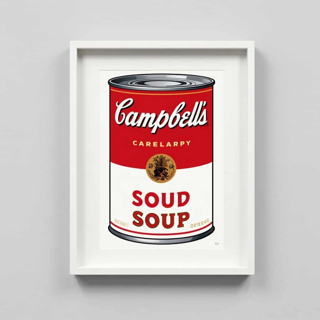 Andy Warhol's Campbell's Soup Can print showing the iconic red and white design