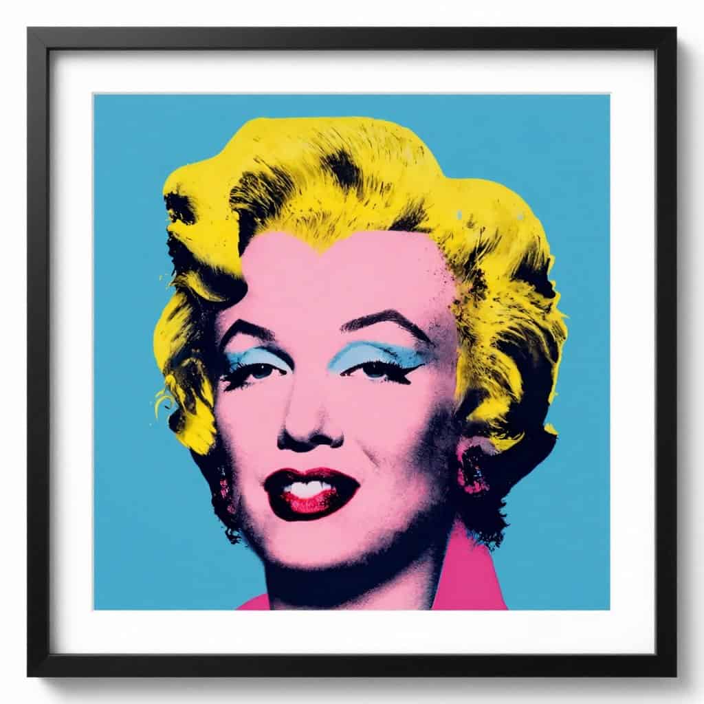 Andy Warhol's Marilyn Monroe print in vibrant pink and yellow colors
