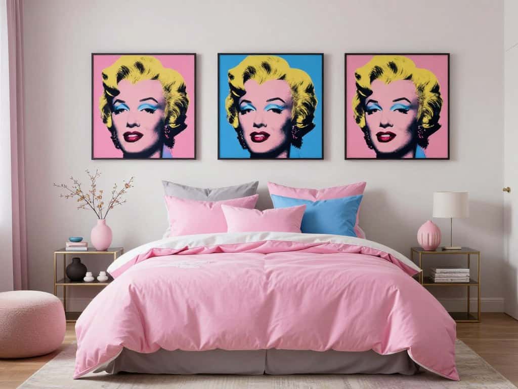Andy warhol prints coordinated with room decor colors