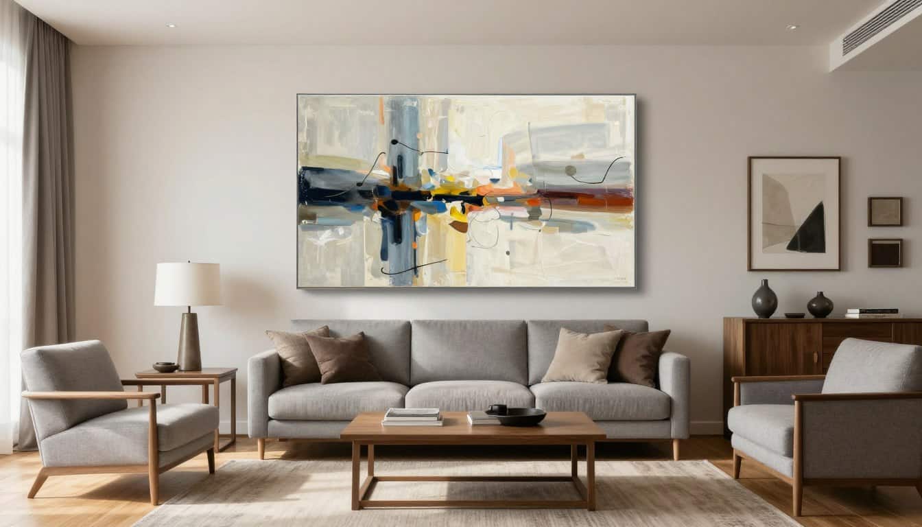 Inexpensive large wall art hand-painted canvas in modern living room