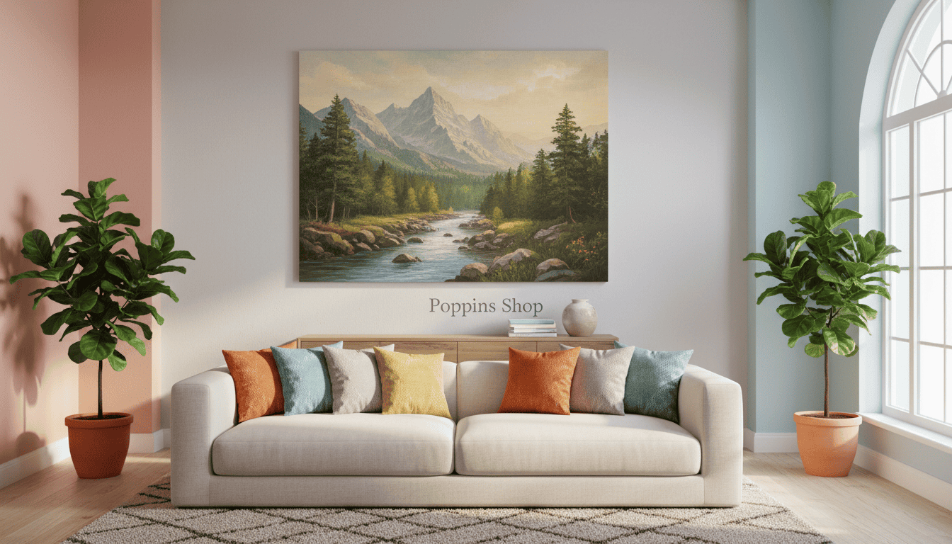 Beautiful mountain landscape canvas art for home decor.