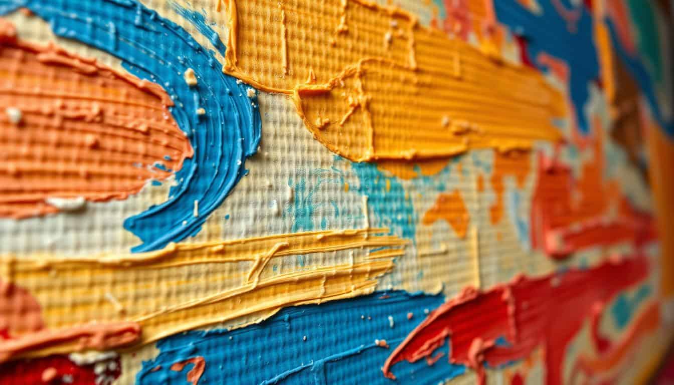 Colorful textured abstract wall art for modern interior decor.