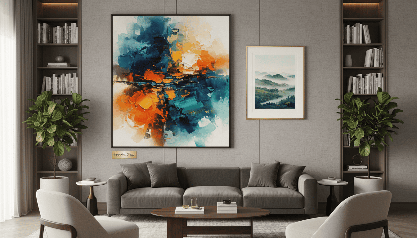 Vibrant abstract canvas art piece enhancing contemporary home interior decor.