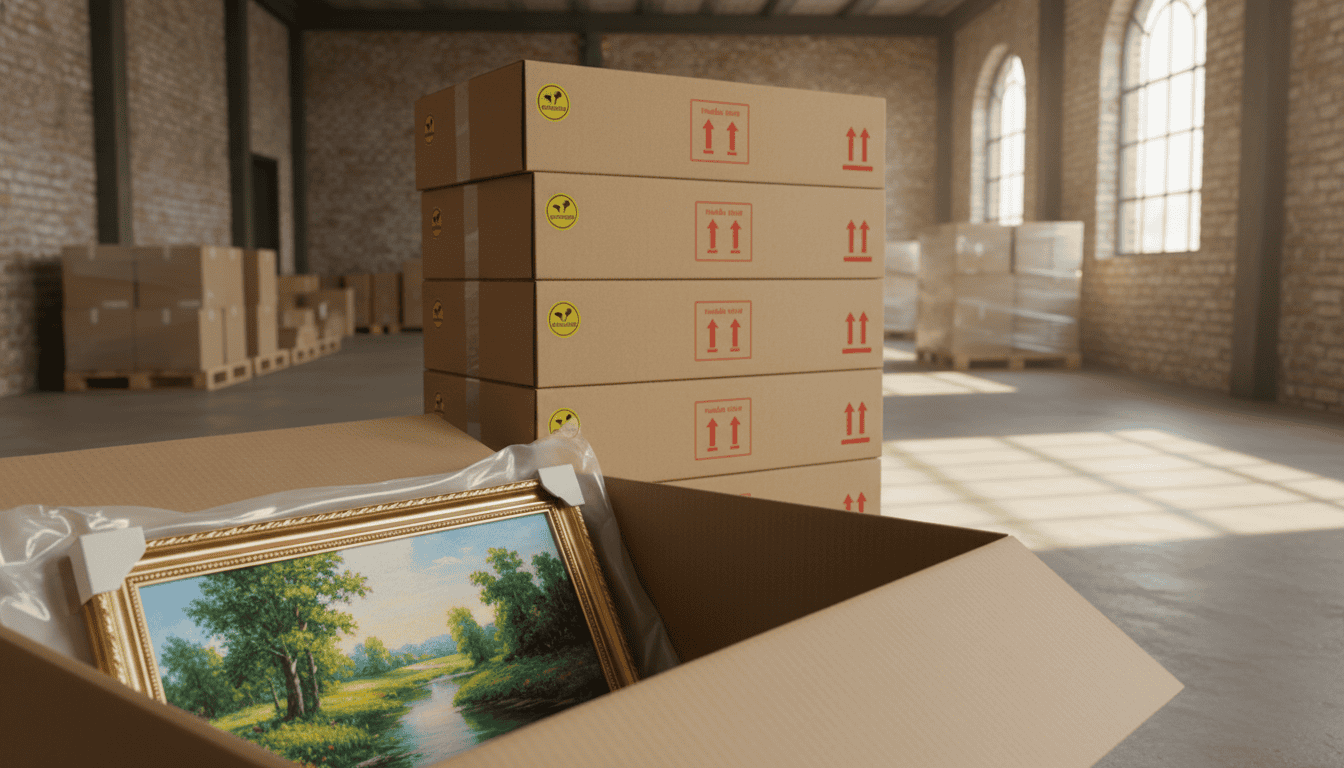 Shipping of framed canvas wall art for sublimation and artwork transfer.