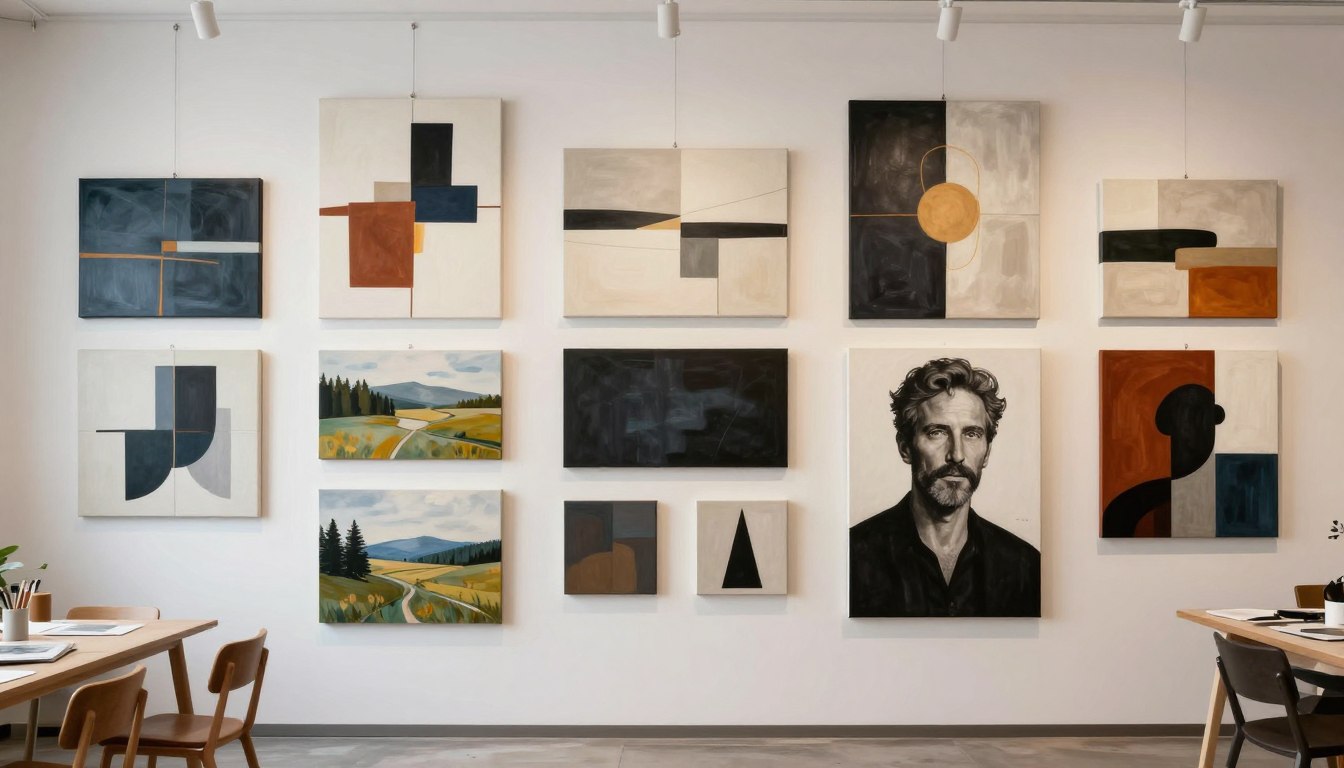 Collection of various custom canvas artwork styles and subjects