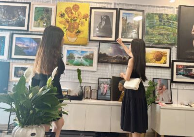 Elegant art gallery showcasing vibrant and diverse artwork.