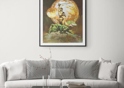Art print of mythological scene with celestial background.