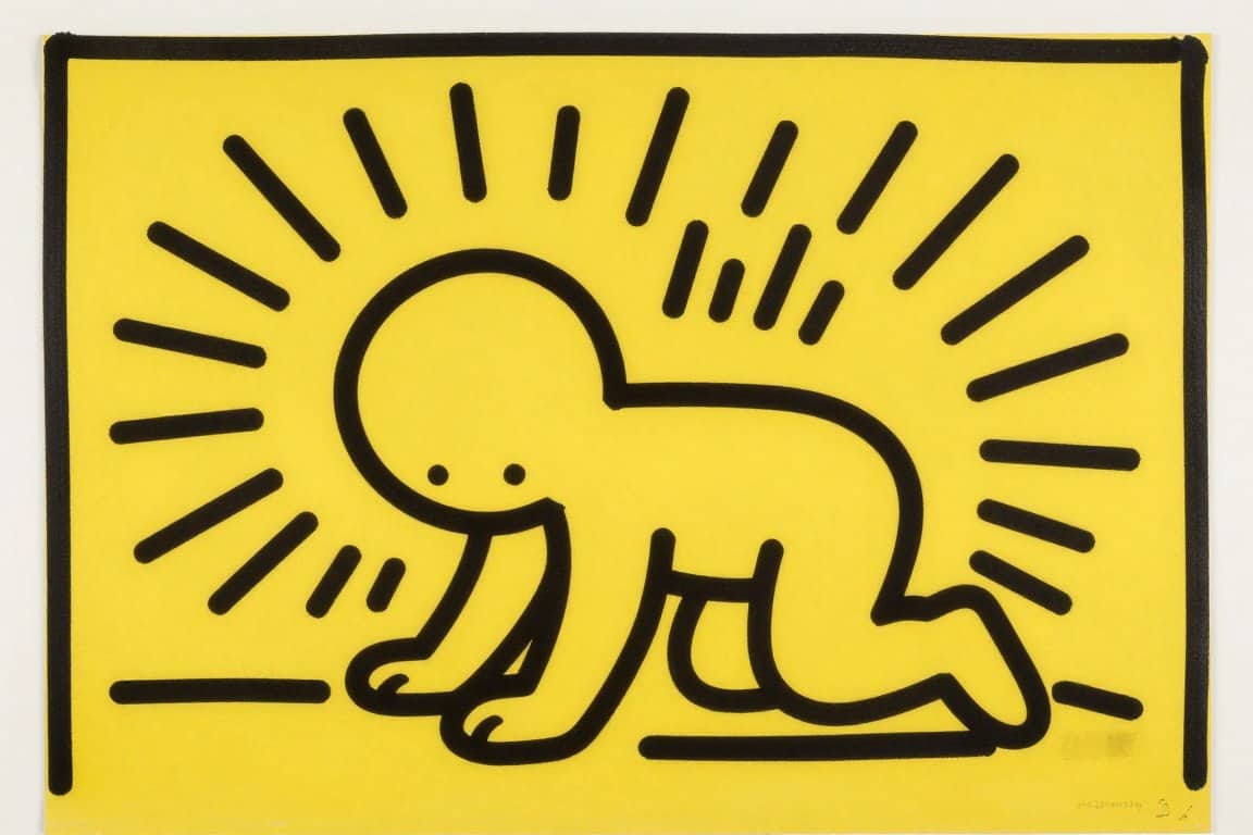 Keith Haring inspired pop art print for modern home decor.