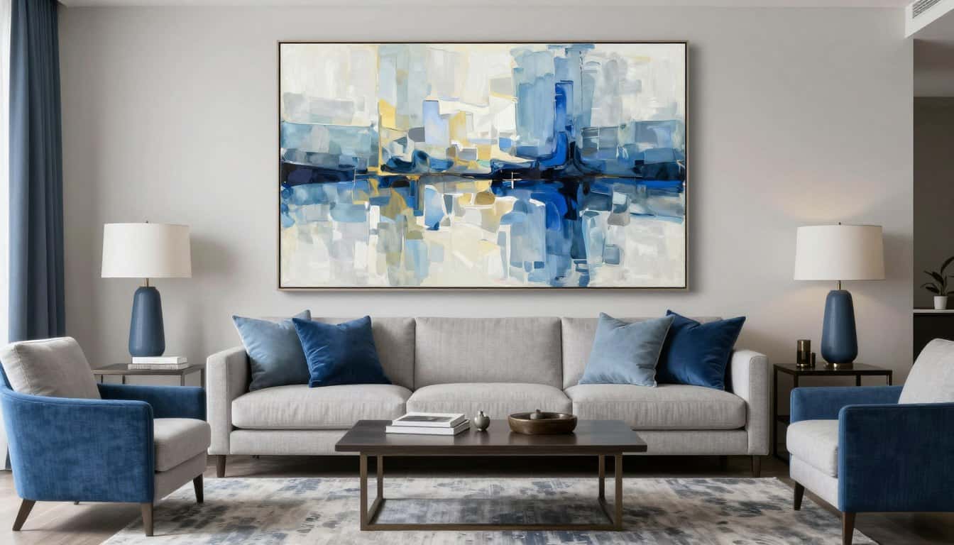 Room color palette matching with large canvas artwork
