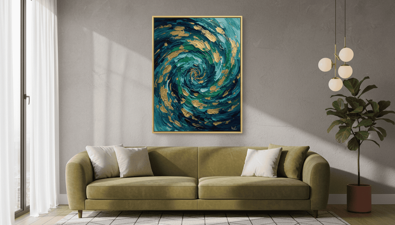 Abstract swirl wall art for living room or bedroom decor.