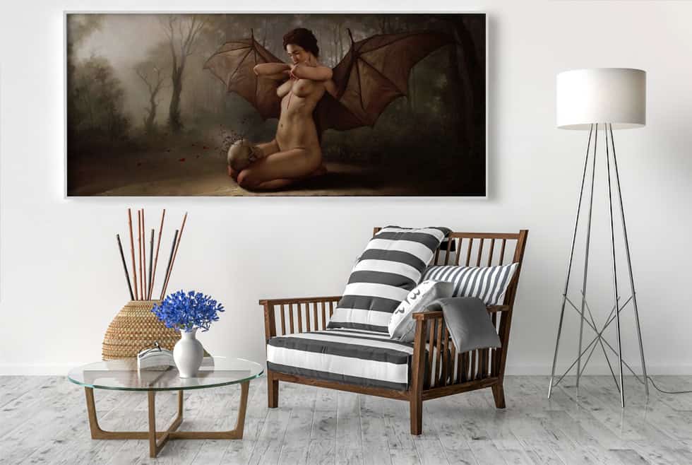 Dramatic figurative oil painting in the style of Roberto Ferri Dramatic figurative oil painting in the style of Roberto Ferri
