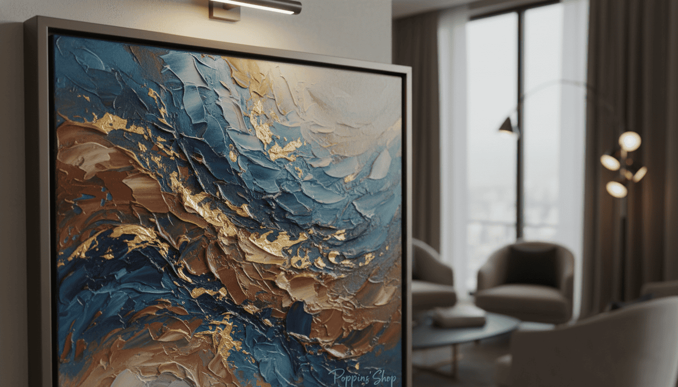 Why do printed posters look flat? Learn how genuine textured painted wall art anchors light and transforms your room’s atmosphere with real paint layers.