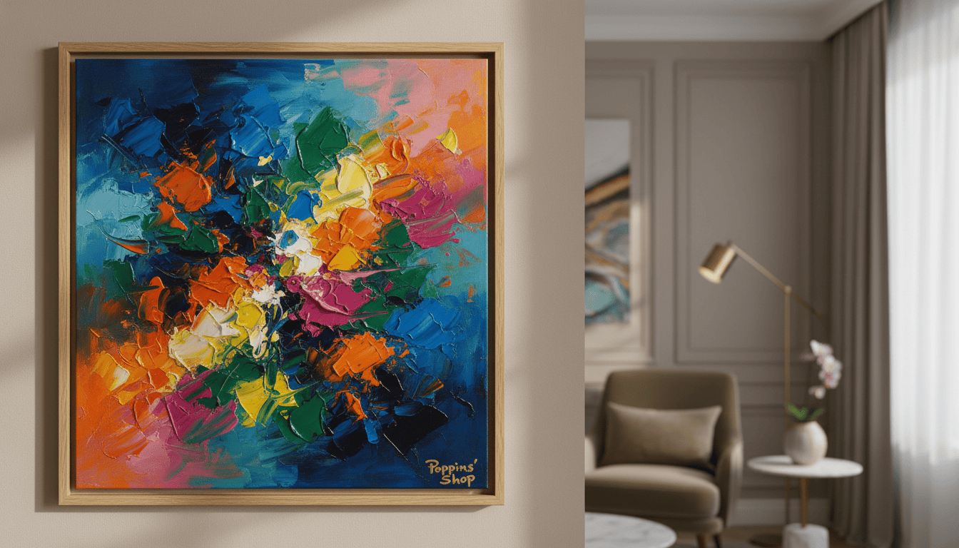 Colorful abstract painting wall art for modern home decor and interior design.